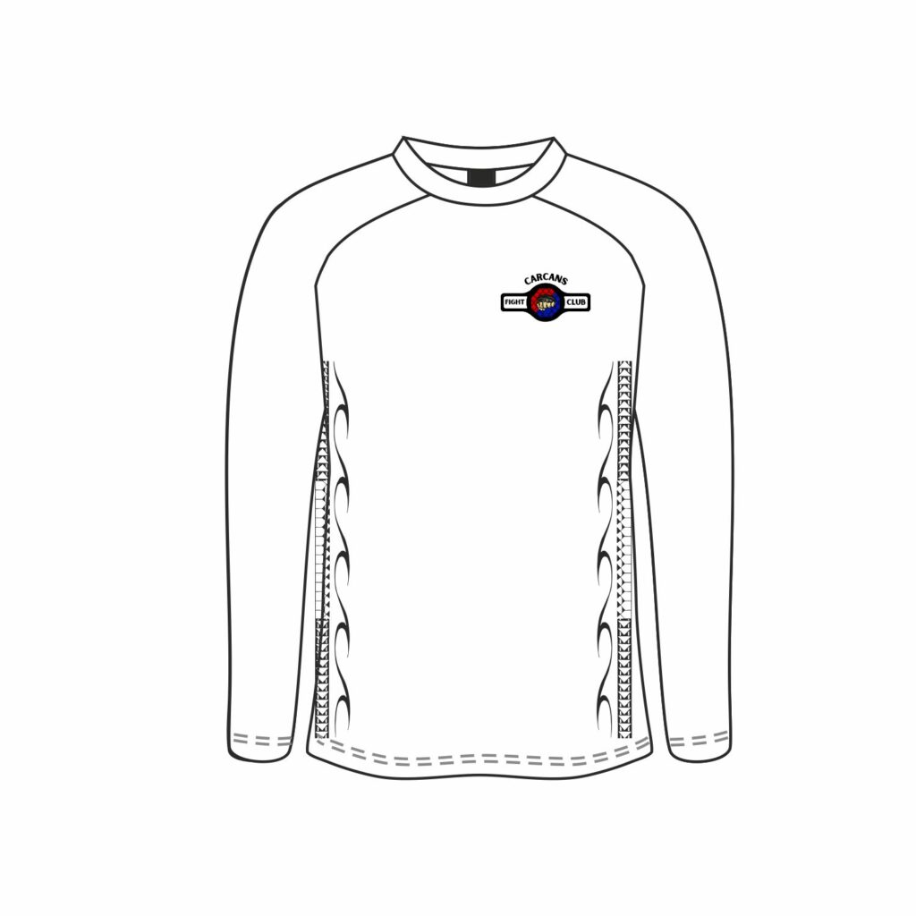 Rashguard manches longues personnalisé Carcans Fight Club blanc face