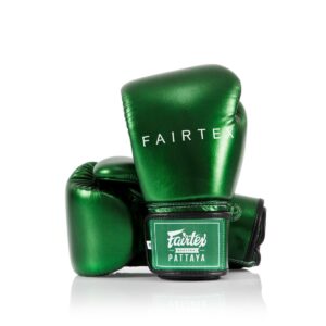 Gants d’entrainement FAIRTEX METALLIC VERT ( VENDU SANS LE SAC VERT ) – Offre partenaire club -10%