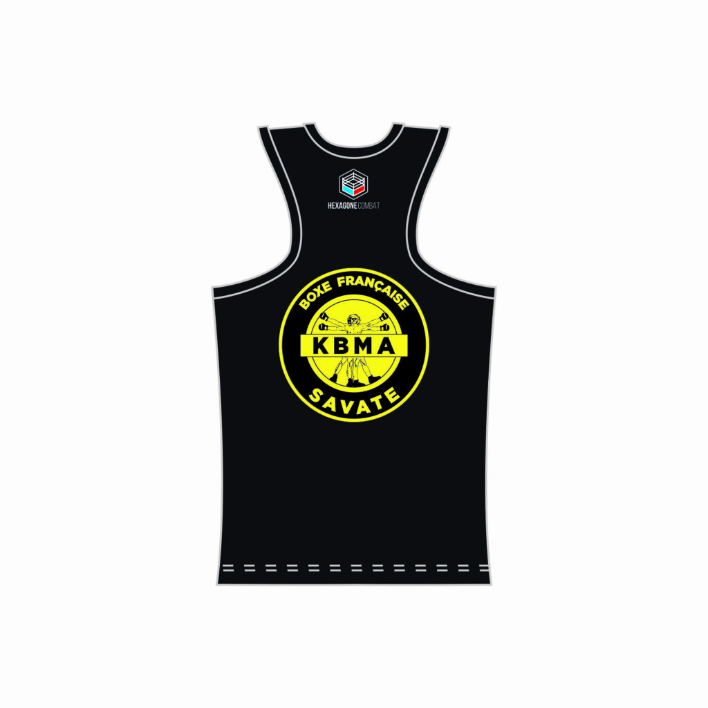débardeur personnalisé savate boxe française KBMA Hexagone combat face dos nageur