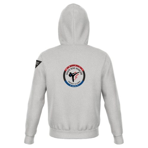 Sweat capuche personnalisé Fontenay Le Comte hexagone combat dos gris