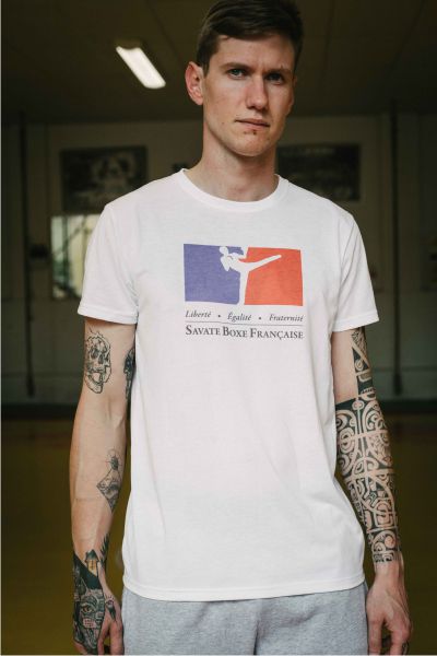 t-shirt liberté savate blanc homme