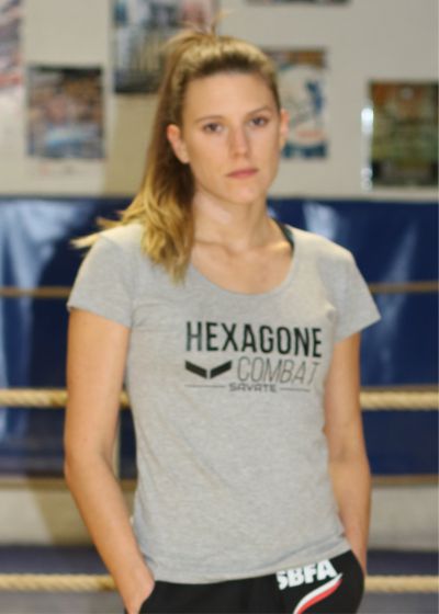 t-shirt sportwear hexagone combat femme gris