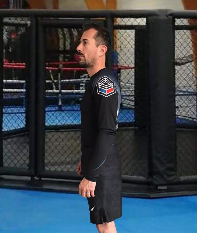 tenue short rashguard de MMA pancrace grappling personnalisé hexagone combat elastique cote