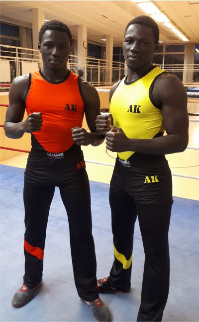 tenue personnalisée alfou et alassane savate boxe francaise hexagone combat homme