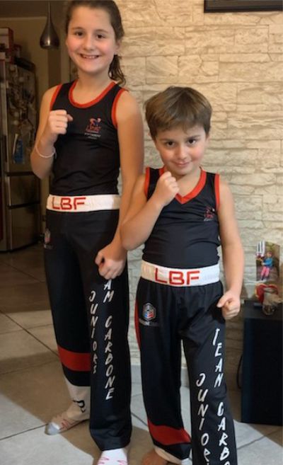 tenue personnalisée loire bf savate boxe francaise hexagone combat enfant