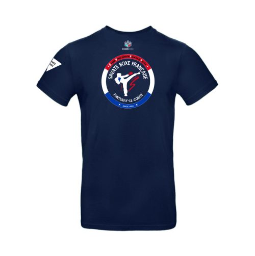 t-shirt coton personnalisé Fontenay Le Comte hexagone combat dos bleu