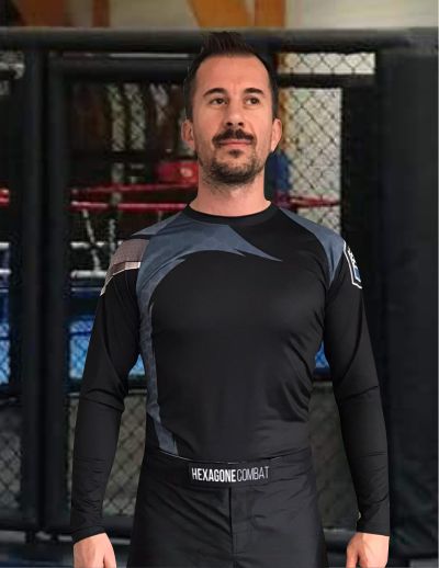 rashguard manches longues personnalisé mma pancrace grappling hexagone combat